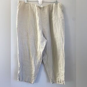 J Jill 100% Linen Pants Coastal Lagenlook Cottage Nautical Minimalist Boho XL